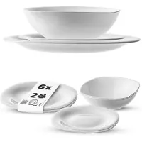 Kadax servies voor 2 personen, 6-delig, servies met soepbord, dessertbord en dinerbord, serviesgoed, servies, bordservies (wit)
