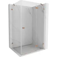 Mexen Lunar douchecabine scharnierend rechts 75 x 90 , transparant, geborsteld koper - 834-075-090-65-00-P