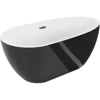 Mexen Eos vrijstaande badkuip 150 x 75 , wit/zwart, overloop gun metal - 52471507575-95