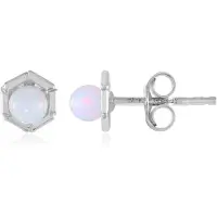 Cavill - Zilveren Oorbellen met Welo-opaal 0,47 ct - 925 Sterling Zilver Geplatineerd - Ronde 4mm Kraaltjes - Modern Elegante Ethiopische Sieraden