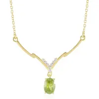 Cavill - 925 Sterling Zilveren Vergulde Halsketting - 0,75 ct Ovale Briljant Sfeen Madagaskar - 8 Cambodja Zirkonen - Elegant Design 45,7 cm