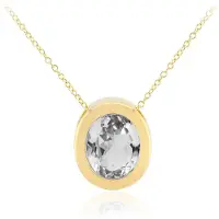 Cavill - Zilveren Halsketting - 925 Sterling Zilver Verguld - Witte Topaas 4 874 ct Ovaal - Elegante Vrouwensieraden 45 72 cm