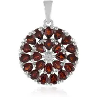 Cavill - Zilveren Hanger 925 Zilver Geplatineerd - 2.3 ct Mozambique Granaat Peervorm - 0.051 ct Zirkoon Rond - Tijdloos Elegant 28x21 mm