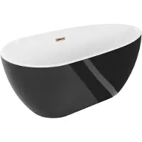 Mexen Eos vrijstaande badkuip 150 x 75 , wit/zwart, overloop roségoud - 52471507575-60
