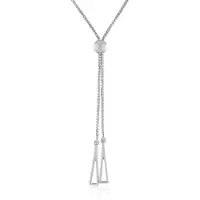 Cavill - Zilveren Ketting 925 Sterling Zilver met Platina Coating - Minimalistische Lange Ketting met Bol en Driehoek Hanger - Elegante Dames Sieraden