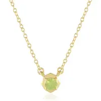 Cavill - Halsketting 925 Sterling Zilver met Gouden Plating - 0,465 ct Ronde Briljant Sfeen uit Madagaskar - Lichtgroen, Elegant & Delicaat