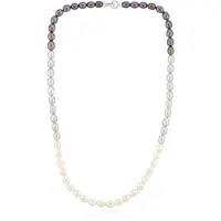 Cavill - Zilveren Parelketting - 925 Sterling Zilver - Witte, Zilveren & Zwarte Zoetwaterparels - Elegante Ketting 47,6 cm