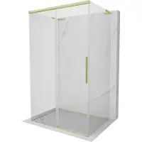 Mexen Rox-3S L driehoekige douchecabine met schuifdeuren 135 x 75 , transparant, geborsteld goud - 8C2L-135-075-55-00-3S