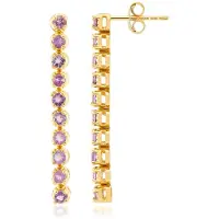 Cavill - Zilveren Oorbellen - 925 Sterling Zilver Verguld - 20 Braziliaanse Amethisten 1,08 ct Rond - Elegant Handgemaakt 36 mm