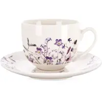 Orion Kop en Schotel Porselein Bloemen LOUKA 260 ml - Koffiekopjes - Theekopje - Kopjes - Theemokken - Mokken