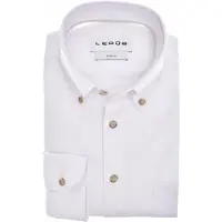 Ledub overhemd wit Modern Fit borstzak katoen button-down