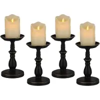 Vintage Kandelaar zwart set van 4 kandelaars van metaal stompkaarsen kaarsenhouder voor decoratie eettafel bruiloft feest verjaardag woonkamer Kerstmis