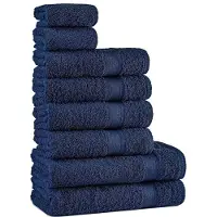 OTTO Handdoekenset Blauw Marineblauw | 100% katoenen handdoekenset 8-delig | 2 x badhanddoeken (70 x 140), 4 x handdoeken (50 x 90), 2 x gastendoekjes (30 x 50) | Zacht en absorberend | Kleur: donkerblauw