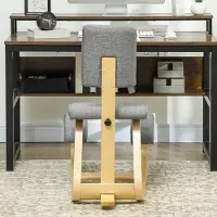 OKWISH Kniestool 51 X 84 X 93 Cm - Ergonomisch Met Schommelfunctie En Rugleuning - Voor Thuiswerk Meditatie En Schrijven - Polyester - Grijs