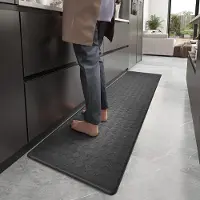 HOUSON Keukenmat 44 x 120 cm, Anti Vermoeidheid Keukenmat Anti slip Wasbaar, Olie resistent, Waterdicht Leer Keukenmat voor Keuken, Eetkamer, Woonkamer, Kantoor (Zwart)