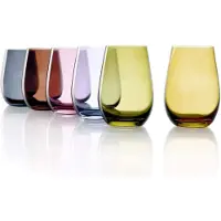 Stölzle Waterglazen set Elements Mediterrane Mix 465 ml vol / set van 6 waterglazen vaatwasmachinebestendig hoge breukbestendigheid / drinkglazen set kristalglas / sapglazen set