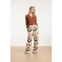 Smashed Lemon Wijde broek met grafische aztec print |