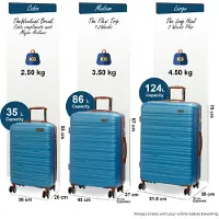 Infinity Leather Uitbreidbare blauwe harde ABS koffer met 8 wielen, robuuste reiskoffer voor vakanties