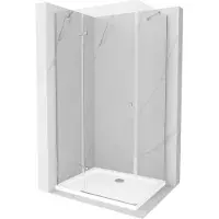 Mexen Roma douchecabine scharnierend 110 x 70 , transparant, chroom + douchebak Flat - 854-110-070-01-00-4010