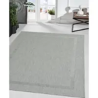 The Carpet Mistra – robuust buitentapijt, weerbestendig & modern, voor balkon, terras of keuken, grijs met subtiel kaderpatroon in geweven look, 240 x 340 cm