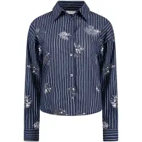 NUKUS Dames Blouses Tessa Blouse Paillet - Donkerblauw - Maat XXL