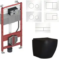 Boss & Wessing TECE Profil Toiletset set65 Mudo Randloos Mat Zwart met TECE Drukplaat