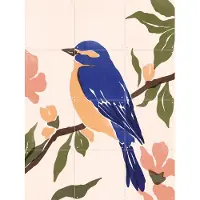 IXXI Blue Bird, Sacrée Frangine - 60 x 80 cm - Gratis ophangtool - Grote wanddecoratie en posters - Illustraties, Speels, Grafisch Ontwerp, Woonkamer
