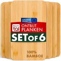 Blumtal Ontbijtplankjes - Set van 6 - Gemaakt van Bamboe - 22 x 14 x 0,8 cm - Snijplank
