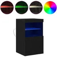 vidaXL LED Dressoir Zwart Eiken 41 x 37 x 67 cm Bewerkt hout