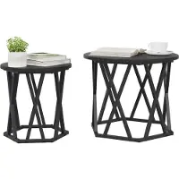 vidaXL Bijzettafel 2 st Zwart Eiken 50 x 50 x 40 cm