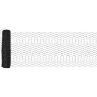 vidaXL zeshoekig gaasgek met palen 10 x 0,8 m PVC-Coated Staal Grijs