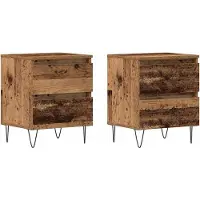 vidaXL Nachtkastje 2 st Oud hout 40 x 35 x 50 cm Bewerkt hout