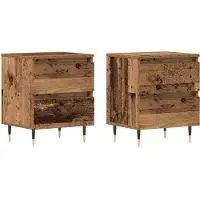 vidaXL Nachtkastje 2 st Oudhout 40 x 35 x 50 cm Bewerkt hout