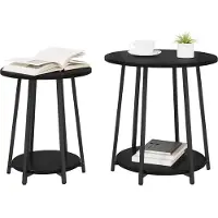 vidaXL Bijzettafelset 2 st Zwart Eiken 50 x 50 x 51 cm