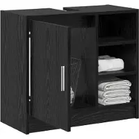 vidaXL Badkamerkast Zwart Eiken 63 x 29 x 55 cm Bewerkt hout