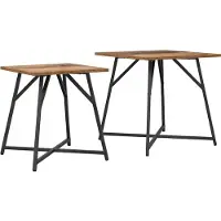 vidaXL Bijzettafelset 2 st Oud Hout en Zwart 50 x 50 x 50 cm