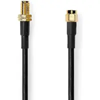 Nedis Antennekabel | SMA Male | SMA Female | Verguld | 50 Ohm | Dubbel Afgeschermd | 5.00 m | Rond | PVC | Zwart | Label - CSGL02400BK50