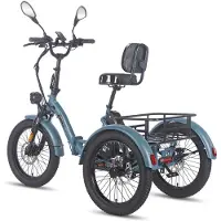 Fafrees Dik Klapfiets E-Bakfiets 20 Inch 48V 23.45Ah Accu, Hydraulische Schijfremmen Elektrische Fiets, Elektrische Vrachtsfiets 180kg, Blauw Driewieler E-Bike