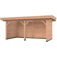 Westwood Douglas overkapping, 600 x 300, met achterwand en twee zijwanden, Vrijbuiter Basic