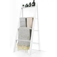 KOMFOTTEU Handdoekenrek, 4 niveaus, houten handdoekenrek, 4 handdoekstangen voor woonkamer, 50 x 137 cm