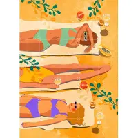 IXXI Summer Girls, Raissa Oltmanns - 100 x 140 cm - Gratis ophangtool - Grote wanddecoratie en posters - Illustraties, Grafisch Ontwerp, Kleurrijk