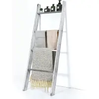 KOMFOTTEU Handdoekenrek, 4 niveaus, houten handdoekenrek, 4 handdoekstangen voor woonkamer, 50 x 137 cm