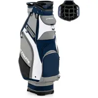 Costway Golftas, Lichtgewicht en Draagbare Golfkar Tas met 14 Manieren Volledige-Lengte Top Verdelers, 7 Zakken met Ritssluiting, Regenkap, Schouderriem, PVC Handvat, Paraplu Houder (Navy + Grijs)