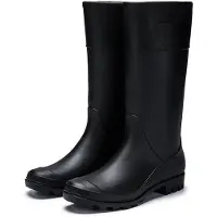 LONGZIMING -Dames Regenlaarzen – Waterdicht & Antislip – Knielang Design – Comfortabele Binnenzool – Lichtgewicht Rubber – Zwart – Maat 39 – 1 Paar