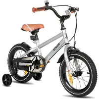 Stitch Totem Jongensfiets - 14 Inch - Kinderfiets voor 3 tot 5 Jaar - Met Zijwieltjes - Zilver - Geschikt voor buitenactiviteiten in de lente