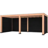 Westwood Douglas overkapping, 600 x 300, met zwarte achterwand en twee zijwanden, Modern Plus