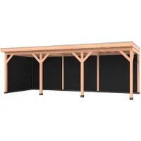 Westwood Douglas overkapping, 750 x 300, met zwarte achterwand en zijwand, Comfort Plus