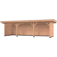 Westwood Douglas overkapping, 900 x 300, met achterwand en twee zijwanden, Vrijbuiter Basic