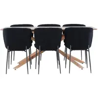 Ebuy24 Piazza eethoek tafel 90x180cm en 6 stoelen mocca, zwart.
