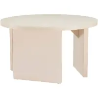 Oviala - Ronde salontafel met houtlook 80 cm diameter crème - Bonny